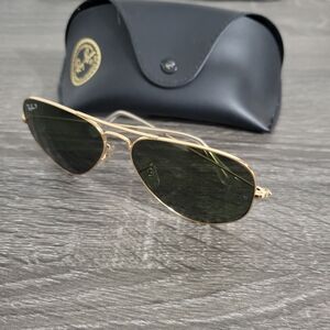 Ray-Ban RB3025 Rose Gold Men's Aviator Large Sunglasses with Case Good Condition